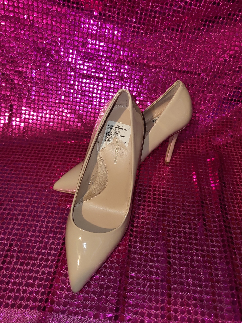 BCBGeneration Nude Patent Pointed-Toe Stiletto Pumps